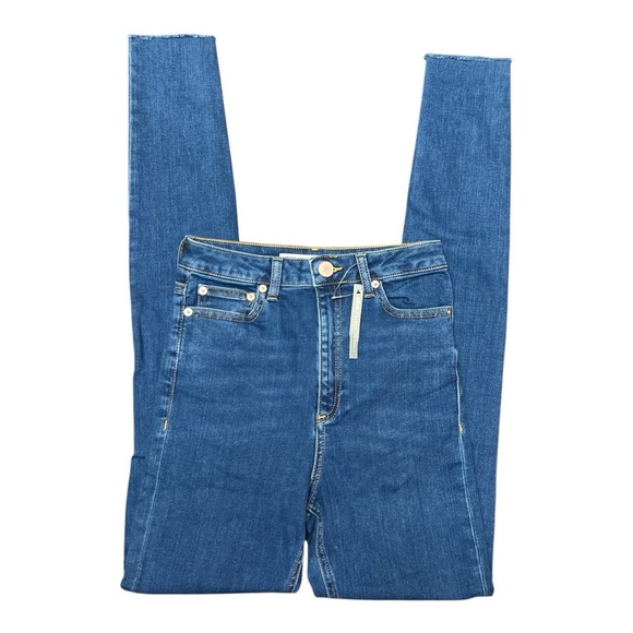 ASOS High Rise Stylish Blue Distressed Jeans - Picture 3 of 7